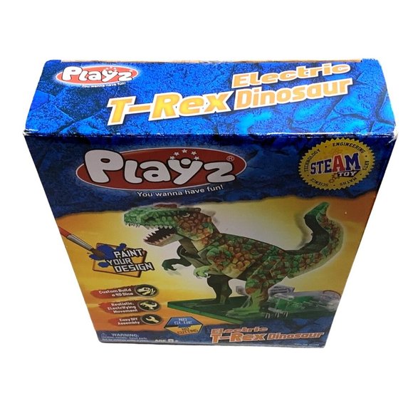 Playz Electric T-Rex Dinosaur 4D Dino DYI Assembly Construction Paint Design - Picture 4 of 7